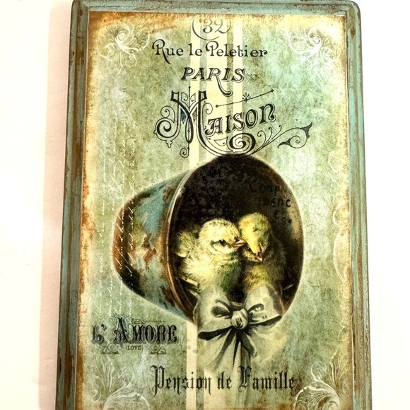 NEW Handcrafted Antiqued Spring French Baby Chicks Wall Hanging Decor Easter - Picture 2 of 6